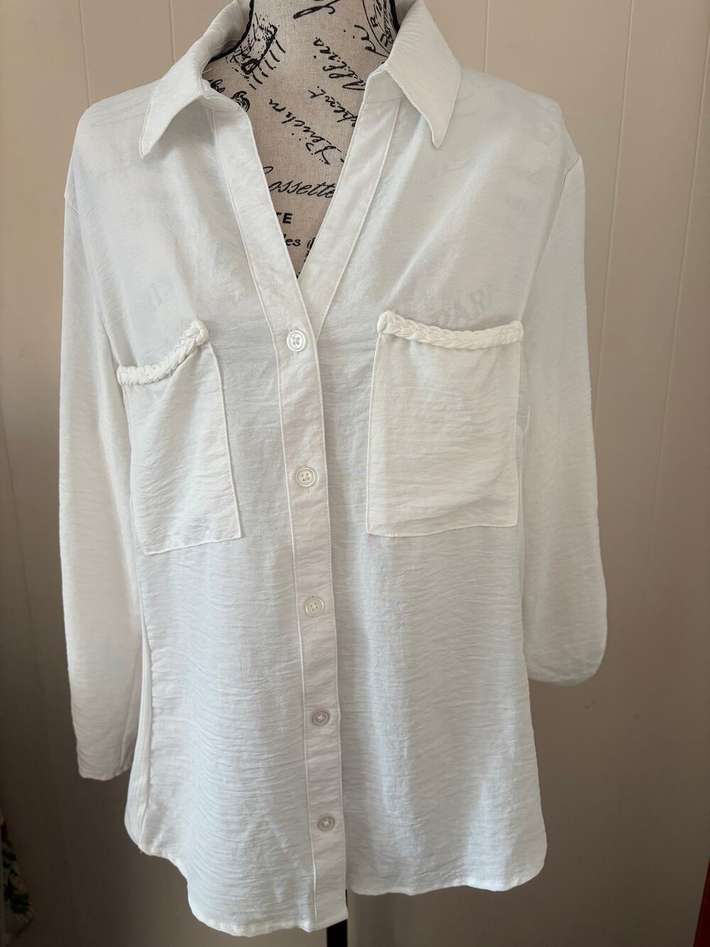Como Blu Cream Blouse Sz Large